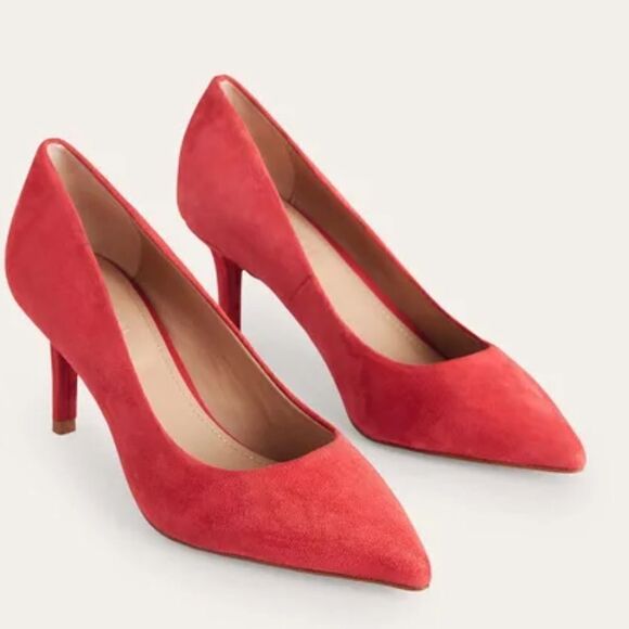 Boden Classic Suede Heels Hot Pepper Red Suede 37 - Picture 1 of 6